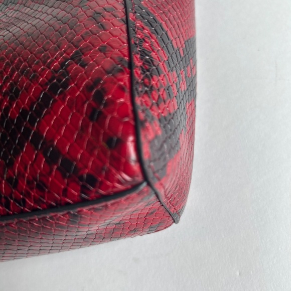 Rebecca Minkoff Burgundy Black Snake Print Leather Small Shoulder Crossbody Bag - Picture 11 of 14